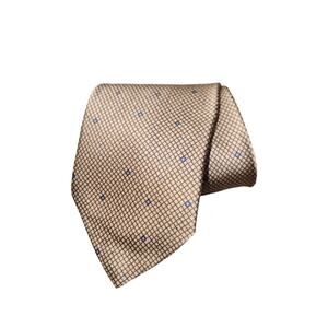 DKNY Gold and Blue Checkered Necktie 100% Silk